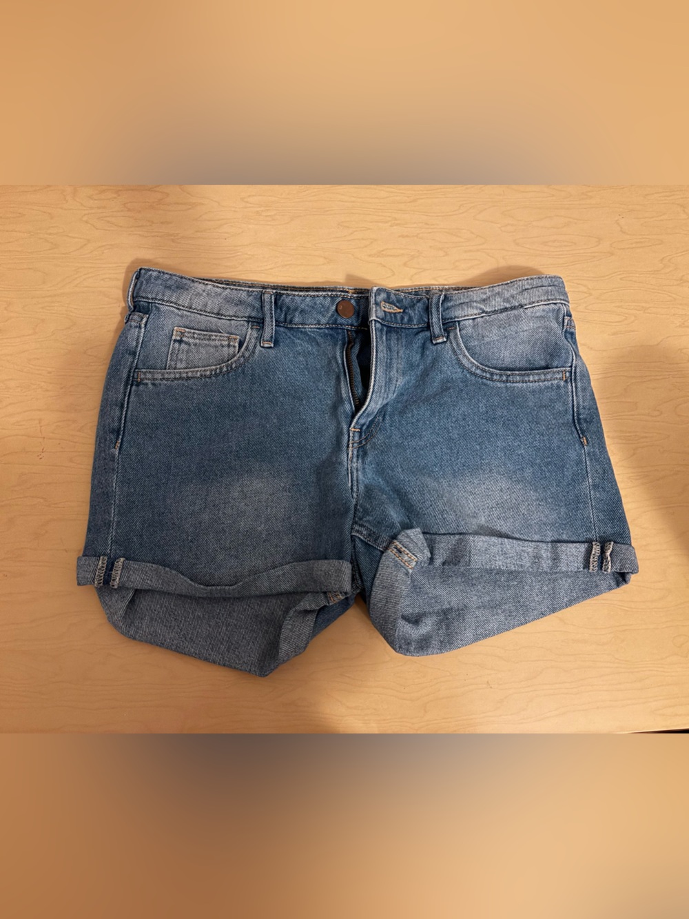 H&M Mid-Blue Rolled Hem Denim Shorts